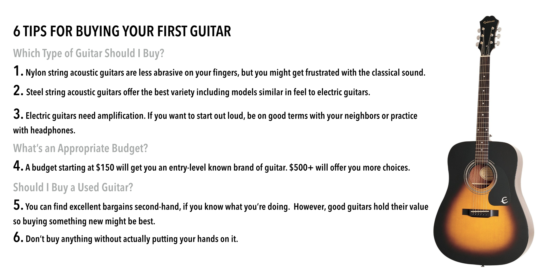 6 Tips For Buying Your First Guitar
